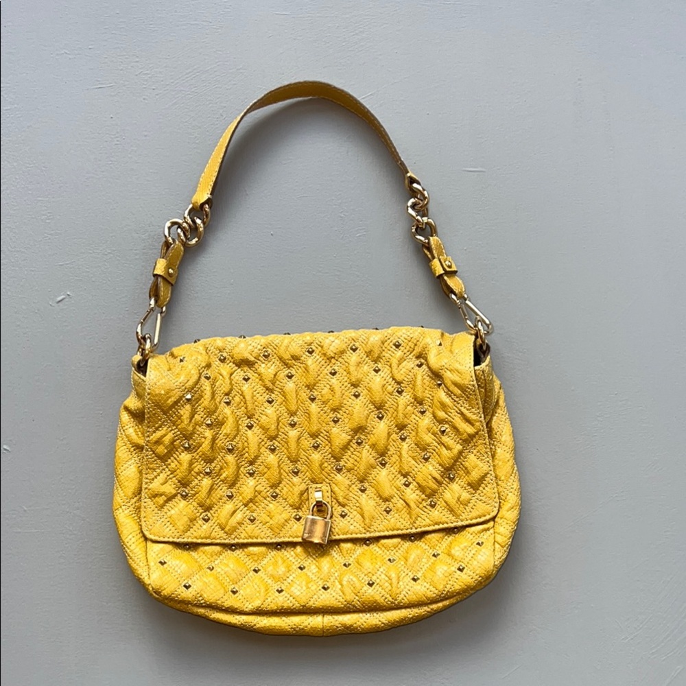 Marc Jacobs Yellow Quilted Shoulder Bag with Gold Hardware